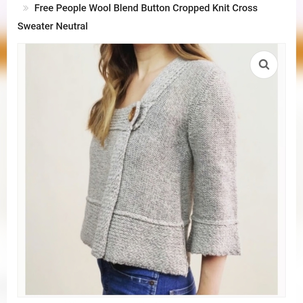 Free People Wool Blend Cardigan with Wooden Buttons - Picture 4 of 9